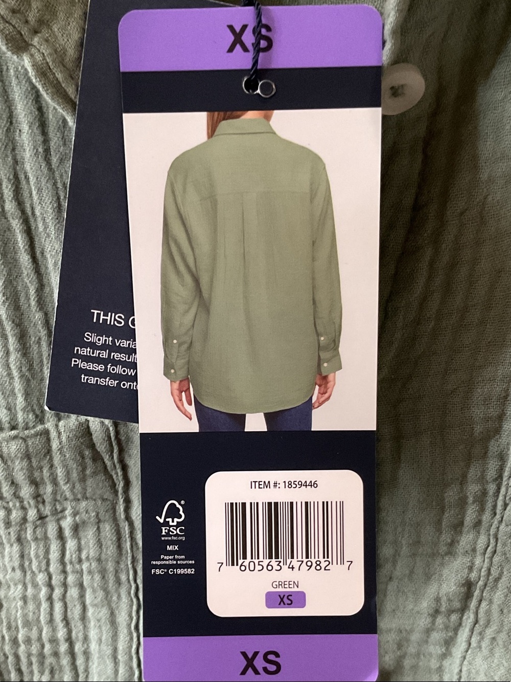 GAP Women's Sage Green Linen Textured Button-Down Shirt - Picture 3 of 5